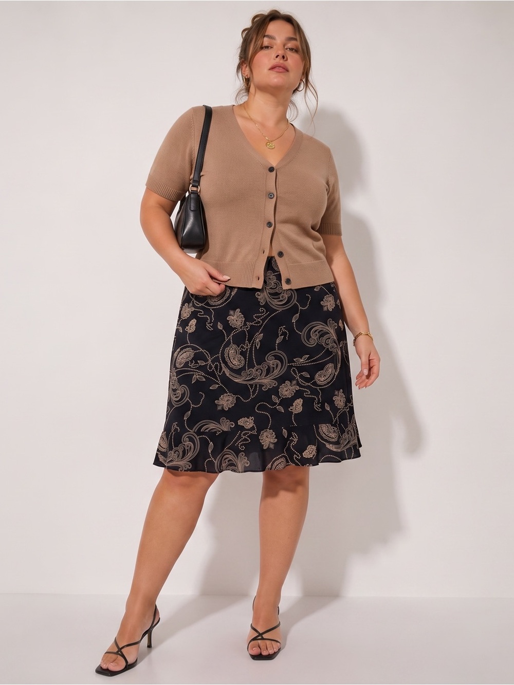 VINTAGE STUDIO 1940 Paisley Ruffled Hem Skirt
